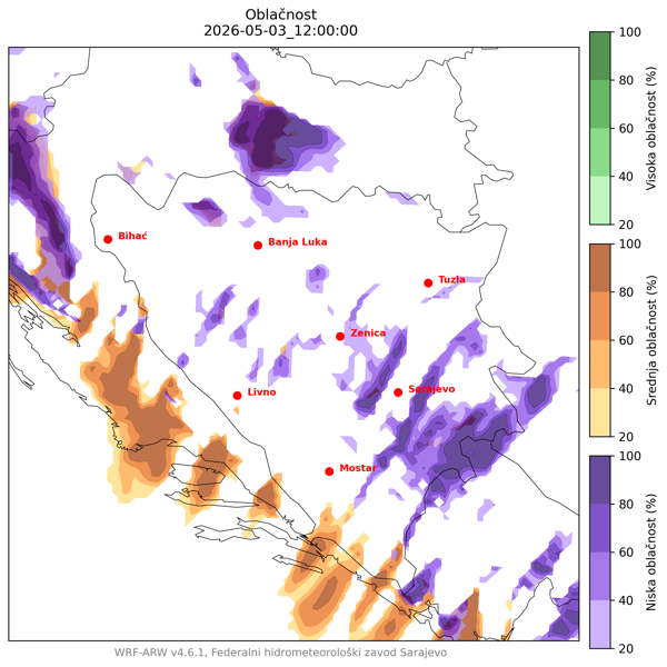 Kompozitna oblačnnost po numeričkom modelu WRF-NMM