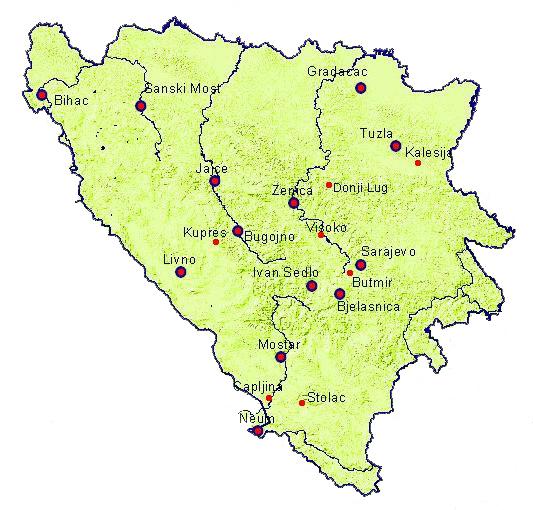 bugojno karta Federal Hydrometeorology Institute of BH   Maps of stations in FBH bugojno karta